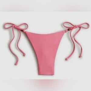 J. Crew Pink Curved-Waist Cheeky String Bikini Bottom W/ Beads Womens Large NWT